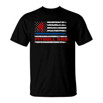 Pitbull Dad Mens - Proud American Pit Bull Dog Flag T-Shirt