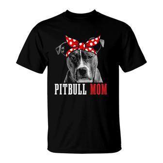 Pitbull Mom Funny Cute Vintage Pitbull Dog Mom T-Shirt | Mazezy