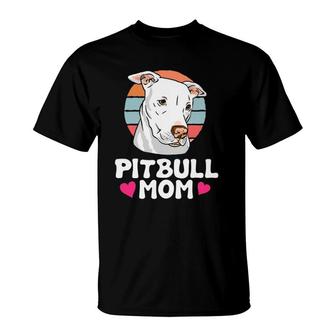 Pitbull Mom Retro Pit Bull Terrier Pibble Dog Lover Owner T-Shirt | Mazezy UK