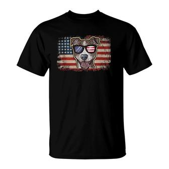 Pitbull Patriotic Dog Pit Bull Patriot Gift American Flag T-Shirt | Mazezy
