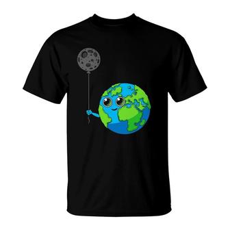 Planet Earth Galaxy Moon Balloon Astronomy Space T-Shirt | Mazezy