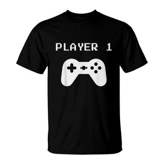 Player 1 Matching Player 1 Player 2 For Video Gamers T-Shirt - Seseable