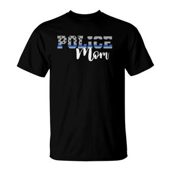 Police Mom - Thin Blue Line T-Shirt | Mazezy