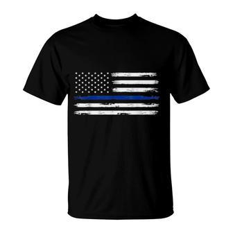 Police Officer Us Usa American Flag Thin Blue Line T-Shirt | Mazezy