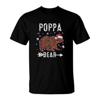 Poppa Bear Christmas Pajama Red Plaid Buffalo Family T-Shirt | Mazezy