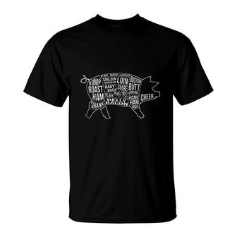 Pork Cuts Of Meat Chef Bbq Dad Cook Gift T-Shirt | Mazezy