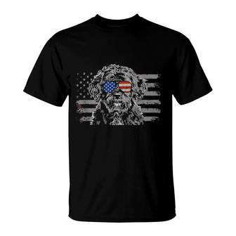 Portuguese Water Dog July 4Th Retro Usa American Flag T-Shirt | Mazezy