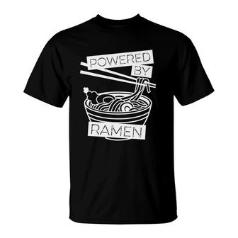 Powered By Ramen Japanese Food Lovers Dark T-Shirt | Mazezy