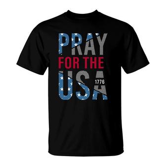 Pray For The Usa 1776 American Flag T-Shirt | Mazezy
