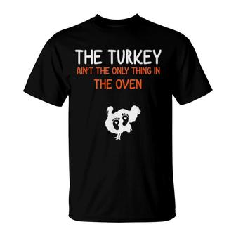 Pregnancy Announcement Thanksgiving 2021 Turkey T-Shirt | Mazezy