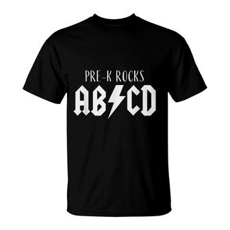 Prek Teacher Cute Back To School Abcd Rock T-shirt - Thegiftio UK
