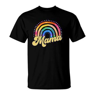 Pretty Retro Style Mama Hippie Rainbow Mom Mama T-Shirt | Mazezy