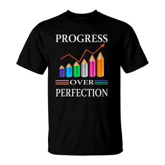 Progress Over Perfection Teaching Job Proud Teacher T-Shirt | Mazezy