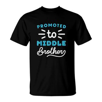 Promoted To Middle Brother Blue T-shirt - Thegiftio UK