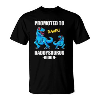 Promoted To Dad Again 2022 Trex Daddy Again Est 2022 Ver2 T-Shirt | Mazezy