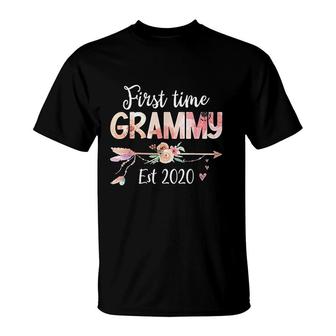 Promoted To Grammy Est 2020 First Time Grandma Floral T-Shirt - Thegiftio UK