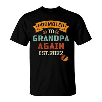 Promoted To Grandpa Again Est 2022 Vintage T-Shirt | Mazezy