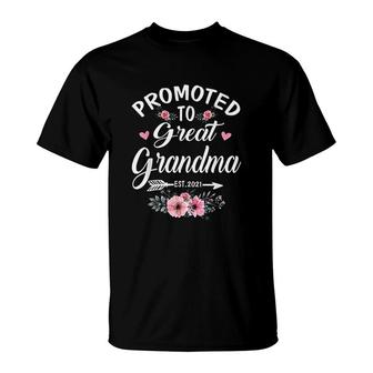 Promoted To Great Grandma Est 2021 Gift T-Shirt | Mazezy