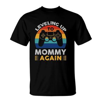 Promoted To Mommy Again Leveling Up To Mommy Again Funny Mom T-Shirt | Mazezy