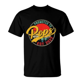Promoted To Pops 2022 Fathers Day For New Dad Grandpa T-Shirt | Mazezy
