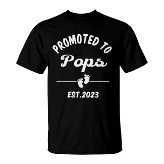 Promoted To Pops Est 2023 First Time Pops New Pops T-Shirt | Mazezy