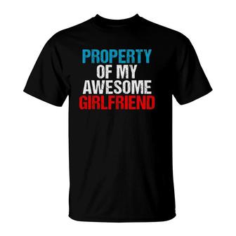 Property Of My Awesome Girlfriend Valentine's Day Couples T-Shirt | Mazezy AU