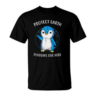 Protect Earth Penguins Live Here Environment T-Shirt | Mazezy AU