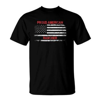 Proud American Patriotic Usa Flag Gift Rancher Premium T-Shirt | Mazezy