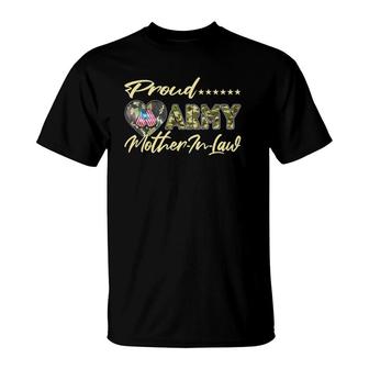 Proud Army Mother-In-Law Us Flag Dog Tag Military Mom Family T-Shirt | Mazezy