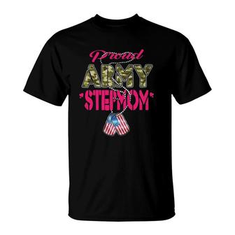 Proud Army Stepmom Us Flag Camo Dog Tags Military Stepmother T-Shirt | Mazezy UK
