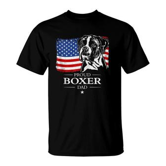 Proud Boxer Dog Dad American Flag Patriotic Gift Dog Zip T-Shirt | Mazezy