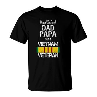 Proud Dad Papa Vietnam Veteran Vintage Vet Tee T-Shirt | Mazezy