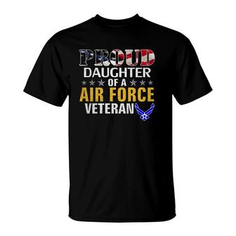 Proud Daughter Of A Air Force Veteran American Flag Military T-Shirt | Mazezy