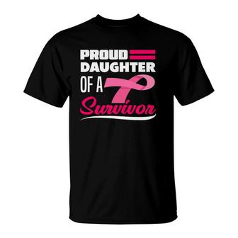 Proud Daughter Of A Survivor Mom Breast Cancer Awareness T-Shirt | Mazezy