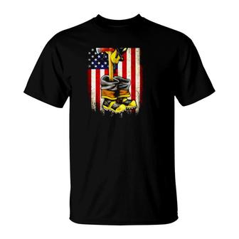 Proud Firefighter Uniform American Flag T-Shirt | Mazezy