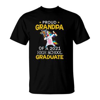 Proud Grandpa Of A 2021 High School Graduate Unicorn Gift T-Shirt | Mazezy