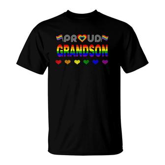 Proud Grandson Rainbow Lgbt Gay Pride Month Lgbt Raglan Baseball Tee T-Shirt | Mazezy