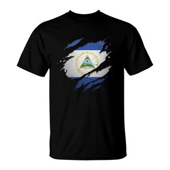 Proud Nicaraguan S Torn Ripped Nicaragua Flag T-Shirt | Mazezy