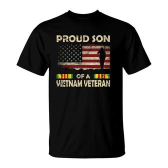 Proud Son Of Vietnam Veteran Tee American Flag T-Shirt | Mazezy