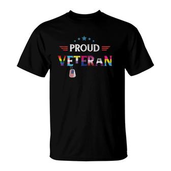 Proud Veteran Lgbtq Rainbow Flag Gay Pride Trans Us Army T-Shirt | Mazezy
