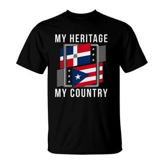 Puerto Rican And Dominican Pride Heritage Flag T-Shirt | Mazezy