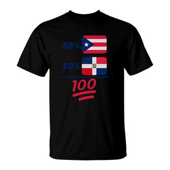 Puerto Rican Plus Dominican Heritage Nationality Flag T-Shirt | Mazezy