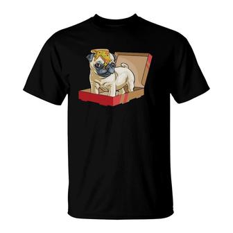 Pug Dog Puppy Funny Slice Gift Lover Cute Pizza Box T-Shirt | Mazezy