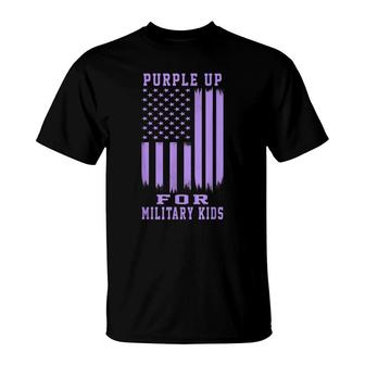 Purple Up For Military Kids Month Military Army Soldier Kids T-Shirt - Seseable