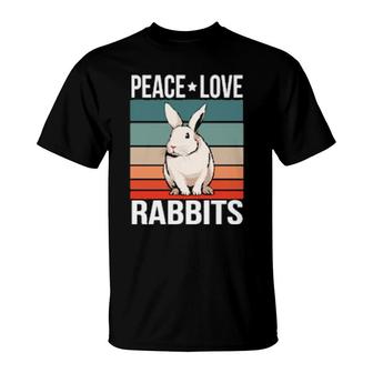 Rabbits Peace Love Quote Retro Coney Bunny Vintage T-Shirt | Mazezy