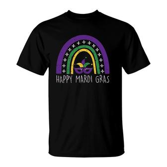 Rainbow Happy Mardi Gras Women Girls T-Shirt | Mazezy