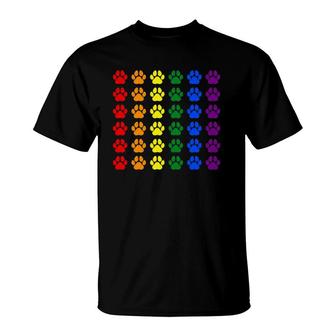 Rainbow Paw Print Dog Paw Lgbt Pride Lgbt Supporter Costume T-Shirt | Mazezy