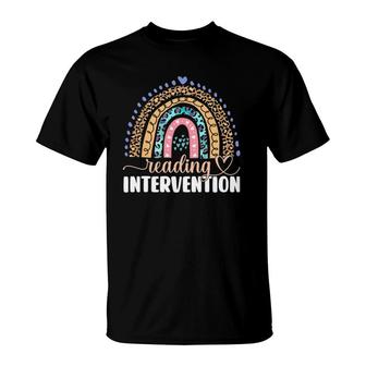 Reading Intervention Rainbow Teacher Student Back To School T-Shirt | Mazezy