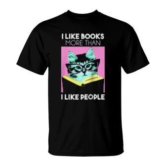 Reading Kitty I Like Books T-Shirt | Mazezy