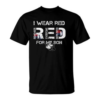 Red Friday Military Mom Design Women's I Wear Red For My Son T-Shirt | Mazezy
